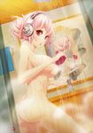  alternate_hairstyle ass bad_id bad_pixiv_id bathing bathroom breasts hair_up headphones large_breasts mirror nitroplus nude pink_hair red_eyes reflection shanpao short_hair showering soap solo steam super_sonico water 