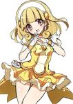  :d bad_id bad_pixiv_id blonde_hair bow bowtie brown_eyes choker cure_peace earrings eyelashes hairband hands_together jewelry kise_yayoi magical_girl open_mouth own_hands_together precure short_hair sketch skirt smile smile_precure! solo thigh_gap white_background white_hairband yellow yellow_bow yellow_choker yellow_neckwear yellow_skirt yukiwo 