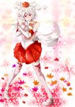  albino animal_ears bishoujo_senshi_sailor_moon blush cosplay elbow_gloves fangs full_body gloves hat highres inubashiri_momiji md5_mismatch nyuu_(manekin-eko) pleated_skirt red_eyes red_skirt sailor_senshi_costume sailor_senshi_uniform short_hair skirt smile solo tail thighhighs tokin_hat touhou tsuki_ni_kawatte_oshioki_yo vest white_gloves white_hair white_legwear wolf_ears wolf_tail zettai_ryouiki 