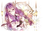  akemi_homura bad_id bad_pixiv_id braid glasses hair_half_undone hairband holding lantern long_hair mahou_shoujo_madoka_magica purple_eyes purple_hair ribbon roman_numerals shain_roki single_braid solo 