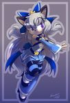  black black_nose blush bow clothed clothing dress elbow_gloves female gloves grey grey_background grey_hair hair hedgehog heels legwear long_hair mammal nancher plain_background pose purple_eyes ring solo standing star stockings 