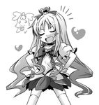  blush_stickers bow closed_eyes coffret_(heartcatch_precure!) cure_marine greyscale hair_ornament hands_on_hips heart heartcatch_precure! ichimi kurumi_erika long_hair monochrome open_mouth precure smile solo white_background 