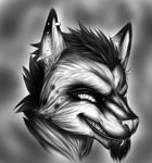  and baw black black_and_white facial_hair goatee gotee gray_scale grey greyscale grin hypnotic hypnotizing male mammal monochrome piercing portrait request scale solo spots stud studs twitch tyrawadman white 