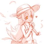  bare_shoulders blush_stickers doughnut dress food hat long_hair monogatari_(series) nisemonogatari okitakung oshino_shinobu pointy_ears sketch smile solo sun_hat yellow_eyes 