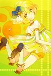  bad_id bad_pixiv_id blonde_hair original ribbon solo sun tayako yellow_eyes 