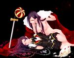  black_hair breasts cape crown dual_persona final_fantasy final_fantasy_type-0 glasses gloves kujyo long_hair nude pixiv_thumbnail purple_eyes queen_(fft-0) red_eyes resized sword weapon 