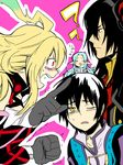  angry aqua_hair black_hair brown_eyes gaias gaius_(tales) gloves jude_mathis milla_maxwell multicolored_hair muse_(tales_of_xillia) muzet_(tales) open_mouth pointy_ears red_eyes tales_of_(series) tales_of_xillia yellow_eyes 