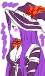  breasts claire_(luminous_arc) cleavage hat long_hair luminous_arc purple_hair 