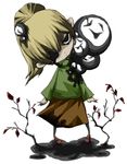  blonde_hair cochlea green_shirt poniko ponytail shirt skirt uboa white_background yume_nikki 