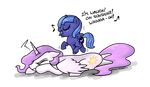  annoyed blue_hair cub cute cutie_mark duo english_text equine female feral friendship_is_magic hair horn horse mammal my_little_pony pink_hair pony princess_celestia_(mlp) princess_luna_(mlp) sibling singing sisters text winged_unicorn wings young zicygomar 
