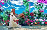  alfa_system bare_shoulders cloud clouds flower green_eyes inanna pointy_ears red_hair tales_of_(series) tales_of_innocence 