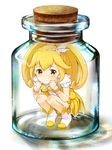  bad_id bad_pixiv_id bike_shorts blonde_hair boots bottle cork cure_peace earrings hair_flaps hair_ornament jewelry kise_yayoi magical_girl precure shouin skirt smile_precure! solo squatting tears white_background wide_ponytail yellow_eyes yellow_skirt 