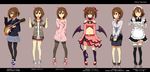  alternate_costume alternate_hair_length alternate_hairstyle bat_wings brown_eyes brown_hair casual cosplay dress heart_hunter_(module) highres hirasawa_yui k-on! kami_nomi_zo_shiru_sekai maid myuto_(advent_retribution) nagase_jun nagase_jun_(cosplay) pantyhose project_diva project_diva_(series) school_uniform seiyuu_connection short_hair sleeves_rolled_up thighhighs toyosaki_aki twintails v vocaloid wings 