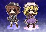  bad_id bad_pixiv_id blonde_hair brown_hair fushigi_ebi hat maribel_hearn multiple_girls smile touhou usami_renko 