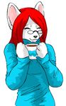  :3 anthro canine coffee coffee_mug cute dog eyewear glasses hair ivy mammal red_hair seraphimmoonshadow shun solo sweater turtleneck 