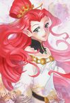  alfa_system bare_shoulders breasts choker detached_sleeves dress green_eyes inanna long_hair pointy_ears red_hair tales_of_(series) tales_of_innocence 