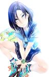  asuke_yuki bad_id bad_pixiv_id bag blue_eyes blue_hair earphones kobayakawa_rinko love_plus school_uniform serafuku skirt solo watch 