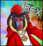  brown_fur clothing dj_rex eyewear fur hair isabellaprice jewelry jungle_jammers mammal mandrill monkey necklace primate red_hair sunglasses yellow_fur 