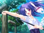  77 blue_hair game_cg hoshiba_sora long_hair mikagami_mamizu purple_eyes 