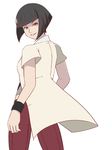  bad_id bad_pixiv_id black_hair bob_cut grin hair_ornament hairclip kagenui_yozuru looking_at_viewer looking_back midriff monogatari_(series) multicolored_hair nisemonogatari pants red_hair short_hair smile solo testes two-tone_hair wind wristband yellow_eyes 