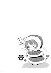  &gt;_&lt; chibi closed_eyes coat comic doujinshi flower greyscale highres kazami_yuuka mokku monochrome plaid sneezing solo touhou translated 