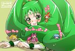  :&gt; :d =_= aoki_reika big_hair blonde_hair blue_hair blush copyright_name cure_beauty cure_happy cure_march cure_peace cure_sunny eyelashes green green_eyes green_hair hair_flaps hino_akane_(smile_precure!) hoshizora_miyuki kise_yayoi long_hair magical_girl midorikawa_nao minigirl minimaru multiple_girls open_mouth orange_hair pink_hair precure smile smile_precure! twintails 