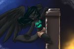  black black_fur black_hair cat catwingz chibi faint feline female fur hair leah_se_vlad mammal pedestal solo wings 