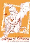  bad_id bad_pixiv_id barnaby_brooks_jr boots demon_tail demon_wings food fruit glasses jacket jewelry male_focus monochrome necklace orange_(color) ring sato_(vintage) solo tail tiger_&amp;_bunny wings 