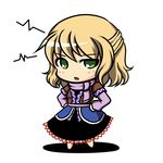  blonde_hair chibi dress green_eyes hands_on_hips kou512a mizuhashi_parsee scarf simple_background solo touhou white_background 