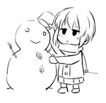  :&lt; chibi gebyy-terar greyscale jitome monochrome nagato_yuki scarf short_hair skirt snowman solo suzumiya_haruhi_no_yuuutsu winter_clothes 