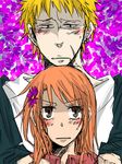  beelzebub_(manga) blonde_hair blush brown_eyes flower hanazawa_yuka kanzaki_hajime long_hair orange_hair piercing scar 