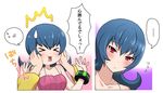  &gt;_&lt; /\/\/\ 1girl blue_hair bracelet closed_eyes comic erika_(pokemon) flipped_hair hizuki_akira jewelry natsume_(pokemon) pokemon pokemon_(game) pokemon_hgss red_eyes sweatdrop translated 