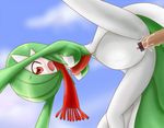  &#12397;&#12356;&#12385;&#12540; anthro artist_request bigger_version_at_the_source blush censor_bar censored clitoris cum cum_in_pussy cum_inside disembodied_penis duo female from_behind gardevoir green_hair interspecies male nintendo penetration penis pok&#233;mon pok&#233;philia pokemon pregnant pussy red_eyes scarf sex straight vaginal vaginal_penetration video_games 