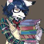  &#12414;&#12427;&#34411; ??? ambiguous_gender canine clothing eyewear fangs flannel glasses hipster looking_at_viewer male mammal necktie nerd vest 
