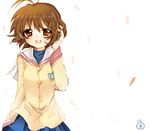  brown_eyes brown_hair clannad furukawa_nagisa hikarizaka_private_high_school_uniform natsu_(norari_kurari) school_uniform short_hair solo 