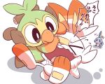  &gt;_&lt; 2019 grookey japanese_text nettsuu nintendo open_mouth pok&eacute;mon pok&eacute;mon_(species) scorbunny simple_background sobble text translation_request video_games 