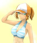  bare_shoulders bikini breasts brown_hair green_eyes hat leia_roland leia_rolando navel smile swimsuit tales_of_(series) tales_of_xillia 