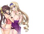  aqua_eyes artist_request ass blonde_hair blue_eyes breasts brown_hair cecilia_alcott drill_hair fang headband huang_lingyin infinite_stratos large_breasts lingerie multiple_girls negligee nipples no_bra panties small_breasts underwear undressing 