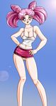  bikabika bishoujo_senshi_sailor_moon breasts chibi_usa highres pink_hair pussy red_eyes see-through seethrough skirt skirt_lift twintails 