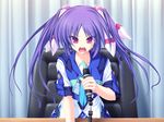  77 blue_hair game_cg long_hair microphone mikagami_mamizu narukami_aoi purple_eyes seifuku whirlpool 
