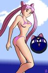  ass bishoujo_senshi_sailor_moon bishoujo_senshi_sailor_moon_r breasts chibi_usa luna-p pink_hair red_eyes swimsuit twintails 