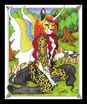  female forest green_eyes horn hybrid insect looking_at_viewer luthiennightwolf nude tree wings wood 