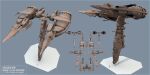  1other 3d ambiguous_gender cannon commentary concept_art corvette_(eve_online) eve_online from_above from_behind from_below from_side grey_theme gunship highres military military_vehicle multiple_views original pinarci radio_antenna science_fiction simple_background size_comparison spacecraft thrusters turret vehicle_focus 