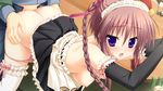  blush breasts brown_hair elbow_gloves game_cg hatsuyuki_sakura kozakai_aya maid nipples panties pussy_juice saga_planets sex toranosuke underwear 