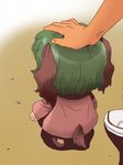  animal_ears child dress green_hair kasodani_kyouko onikobe_rin out_of_frame petting pink_dress short_hair solo_focus tail touhou 