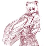  bangs fujiwara_no_mokou himeno_suika monochrome purple solo touhou 