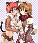  animal_ears assassin_cross breasts cat_ears cleavage crop_top dog_ears elbow_gloves glasses gloves kaminagi_(kaminagi-tei) medium_breasts midriff multiple_girls ragnarok_online shorts sniper_(ragnarok_online) tail thighhighs 