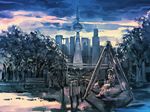 city copyright_request iwai_ryou lonely scenery sky swing 