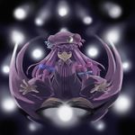  bad_id bad_pixiv_id book bow hat kumadano long_hair patchouli_knowledge pink_bow ribbon solo touhou 