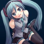  aqua_hair hatsune_miku long_hair minakami_kurena solo thighhighs twintails vocaloid zettai_ryouiki 